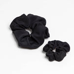 Elegant Black Silk Scrunchie Hair Accessory 
